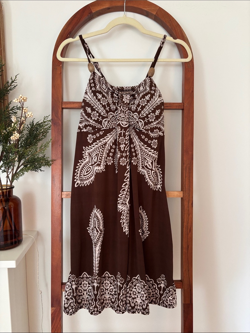 Y2K Brown Paisley Print Sundress